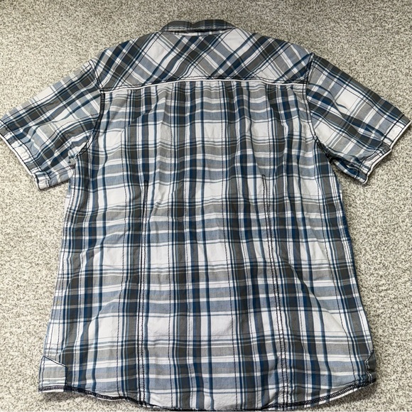 Men’s BKE Gray and Blue Casual Plaid Button Down Athletic Fit Shirt Size Large L - Picture 4 of 8